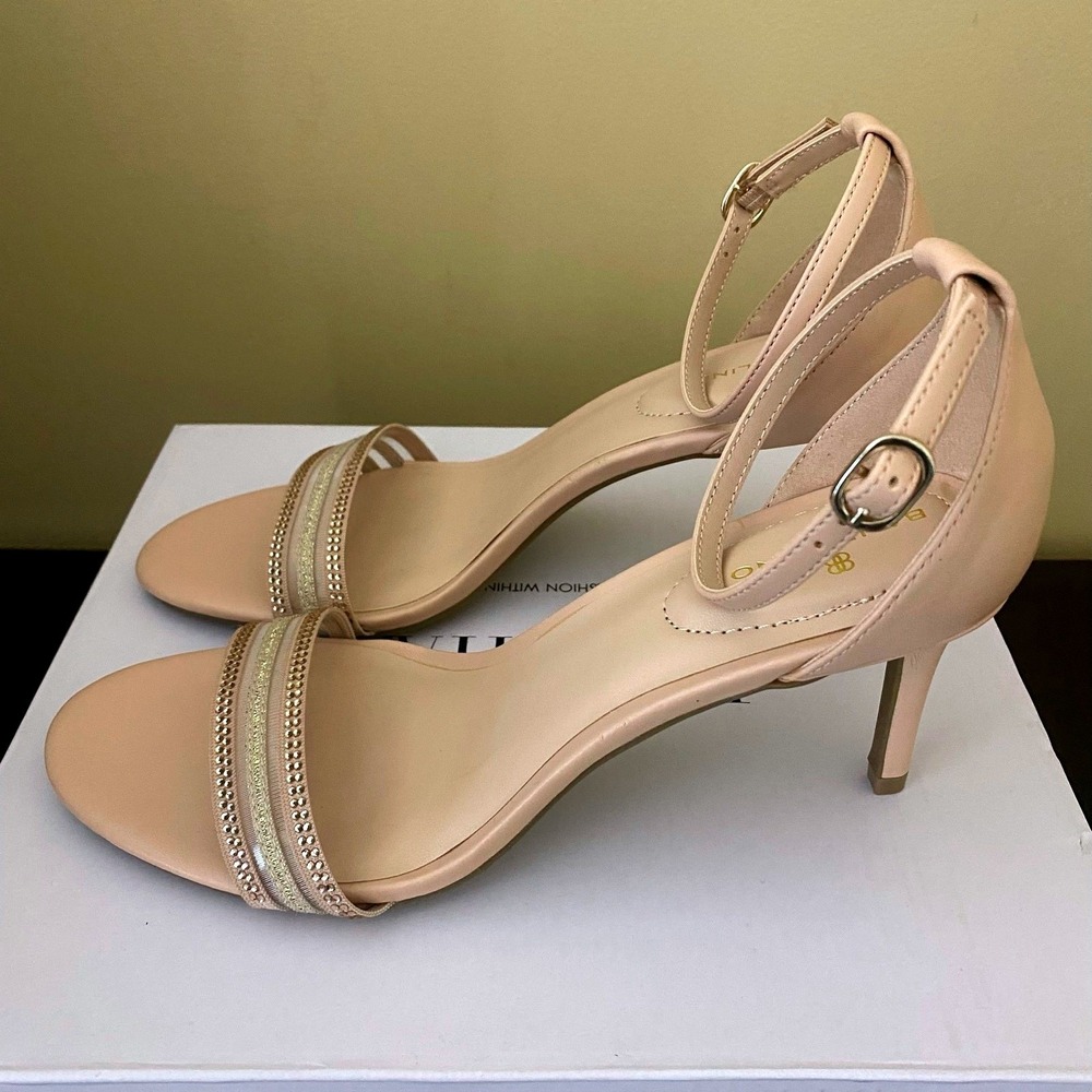 Bandolino Womens Light Pink Rhinestone Stiletto Ankle Strap Sandals Size 9M